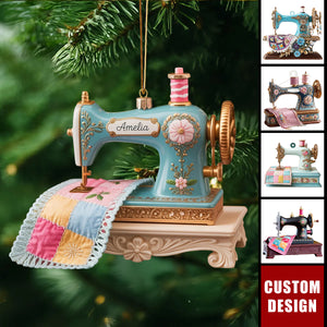 Personalized Sewing Machine acrylic Ornament 2025 - Gift for Quilter, Seamstress