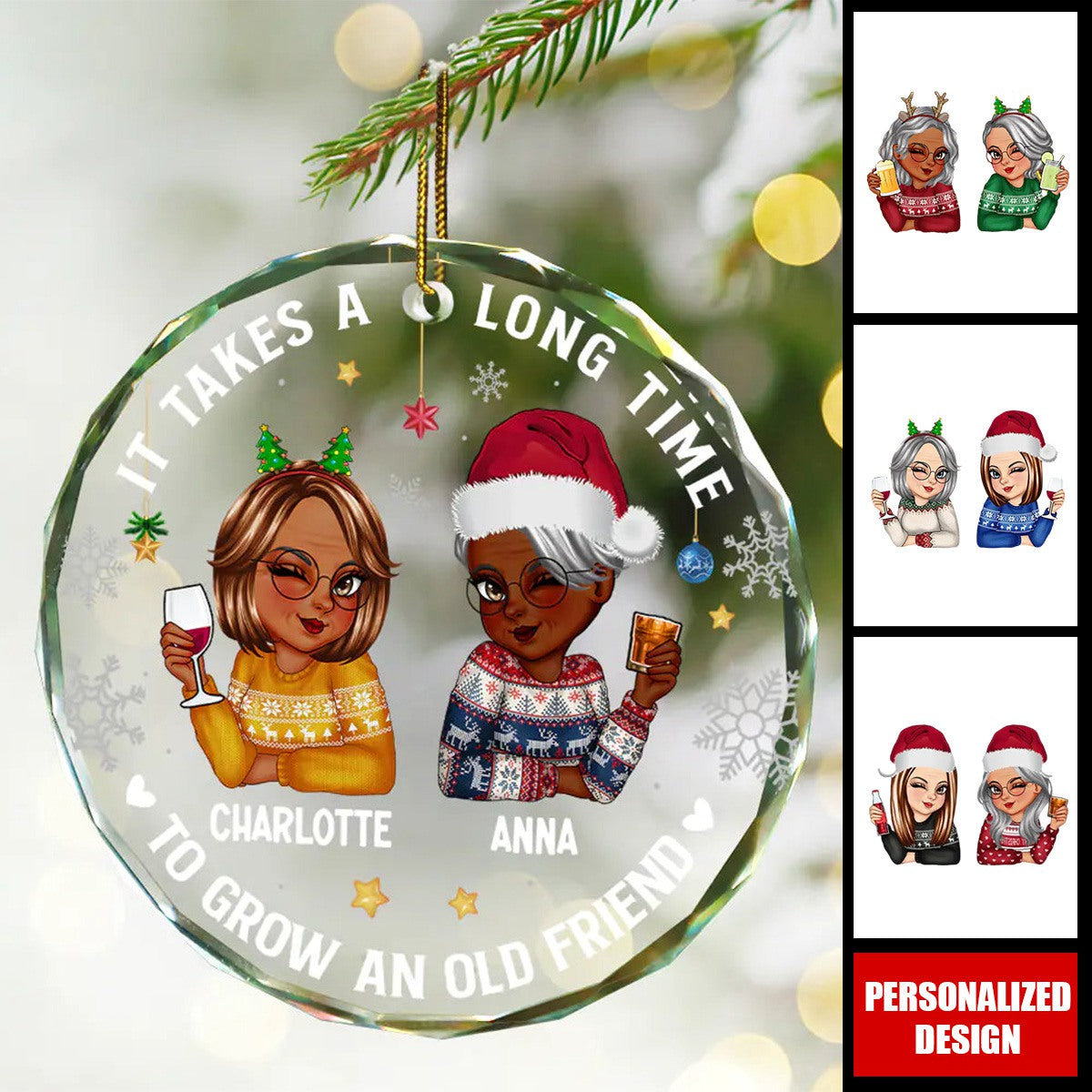 It Takes A Long Time To Grow An Old Friend Christmas - 2024 New Release Personalized Circle Ornament