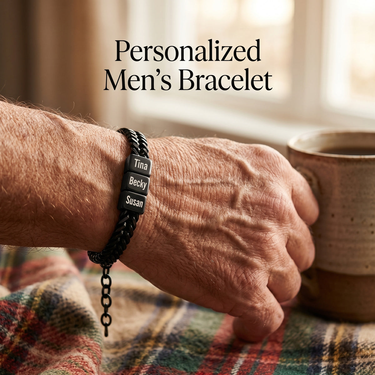 Personalized Mens Bracelet - Gift For Dad Grandpa