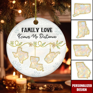 Family Love Knows No Distance Mother Of Pearl - Personalized Custom 3D Inflated Effect Ceramic Ornament