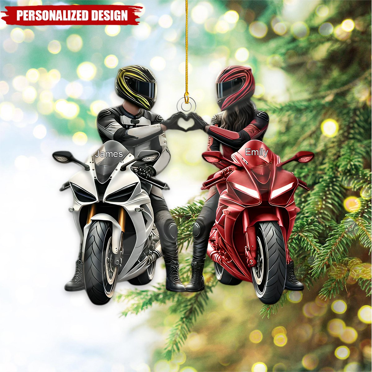 Personalized Motorbike Couple Christmas Ornament-Gift for Couple-2024 New Release