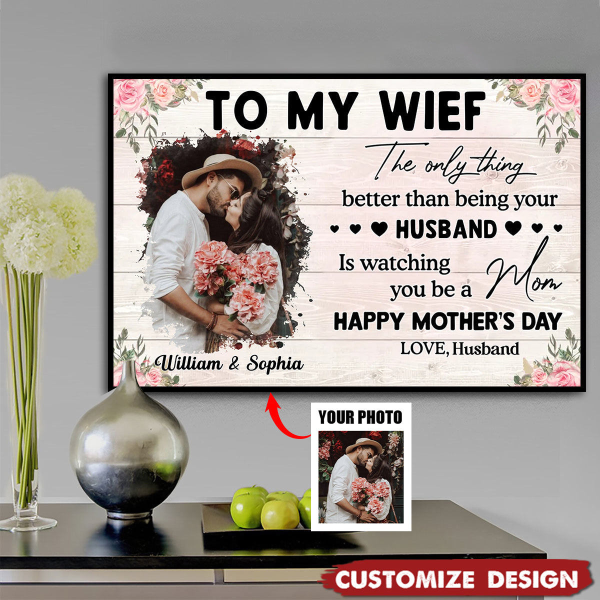 To My Wife From Husband - Personalized Photo Poster - Mother's Day Gift For Wife