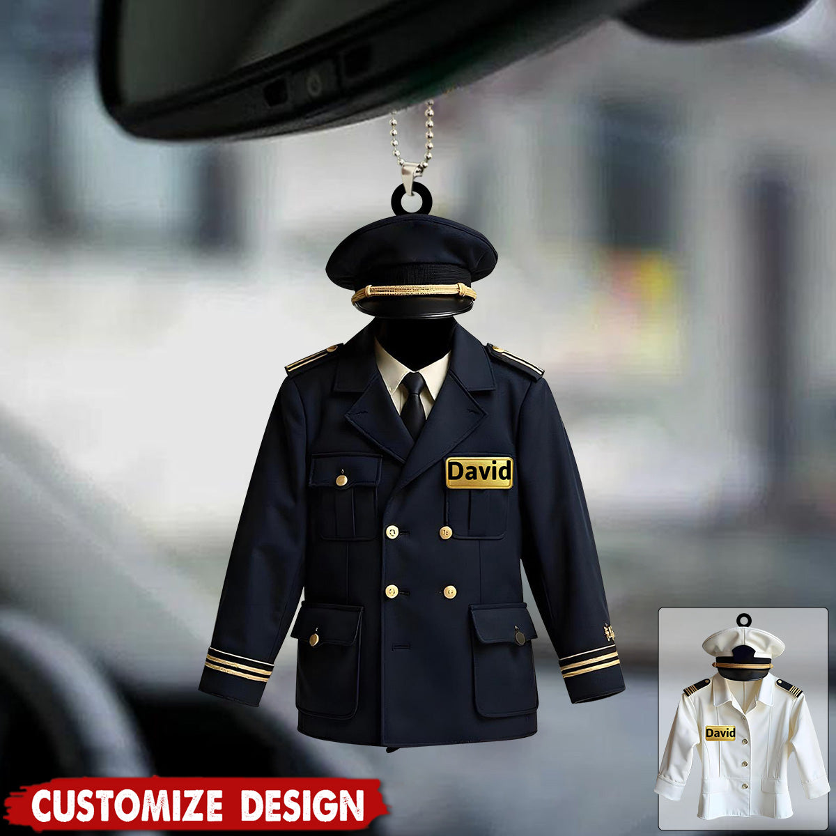 Personalized Pilot Uniform Car Ornament - Gift For Pilot