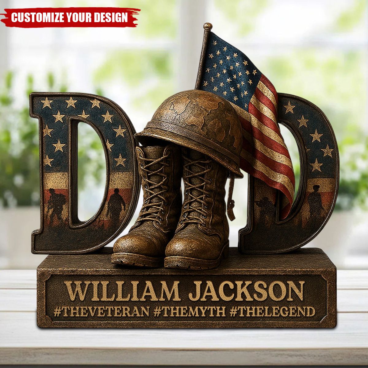 Veteran Dad Shaped Acrylic Plaque Personalized Gifts For Dad