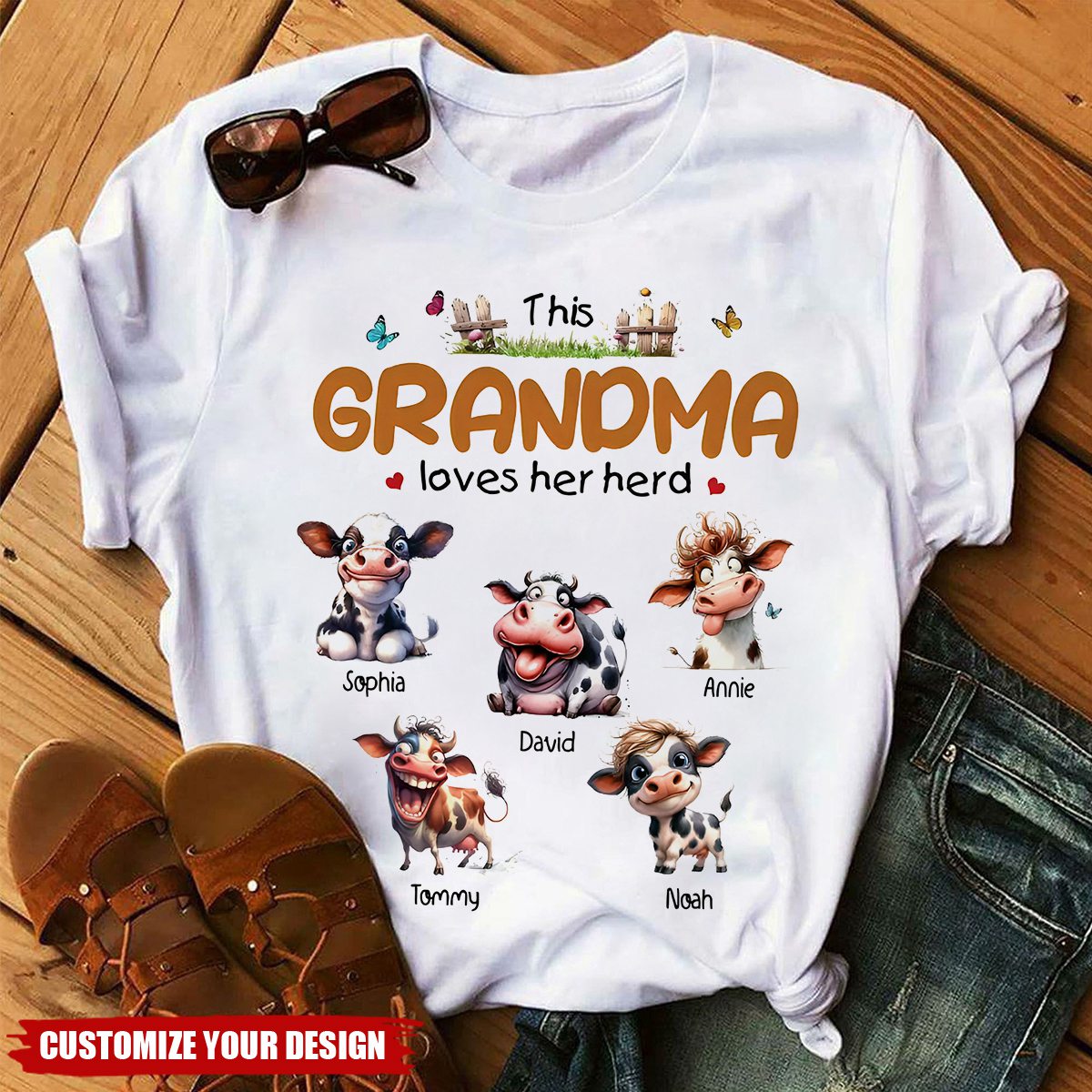 This Grandma Loves Her Herd - Personalized T Shirts - Gift for Mom/Grandma/Grandparent