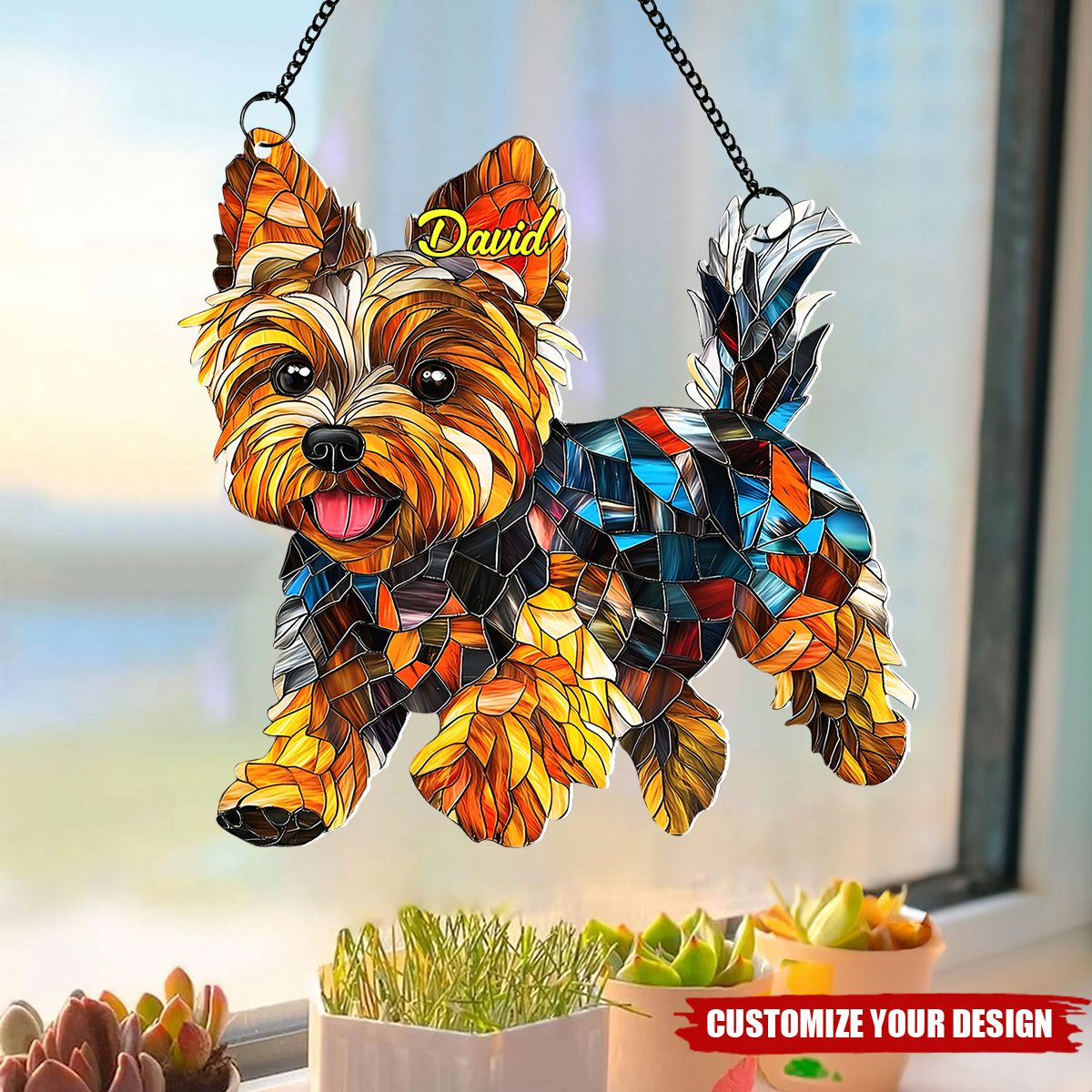 Love Dachshunds - Personalized Dachshund Window Hanging Suncatcher Ornament
