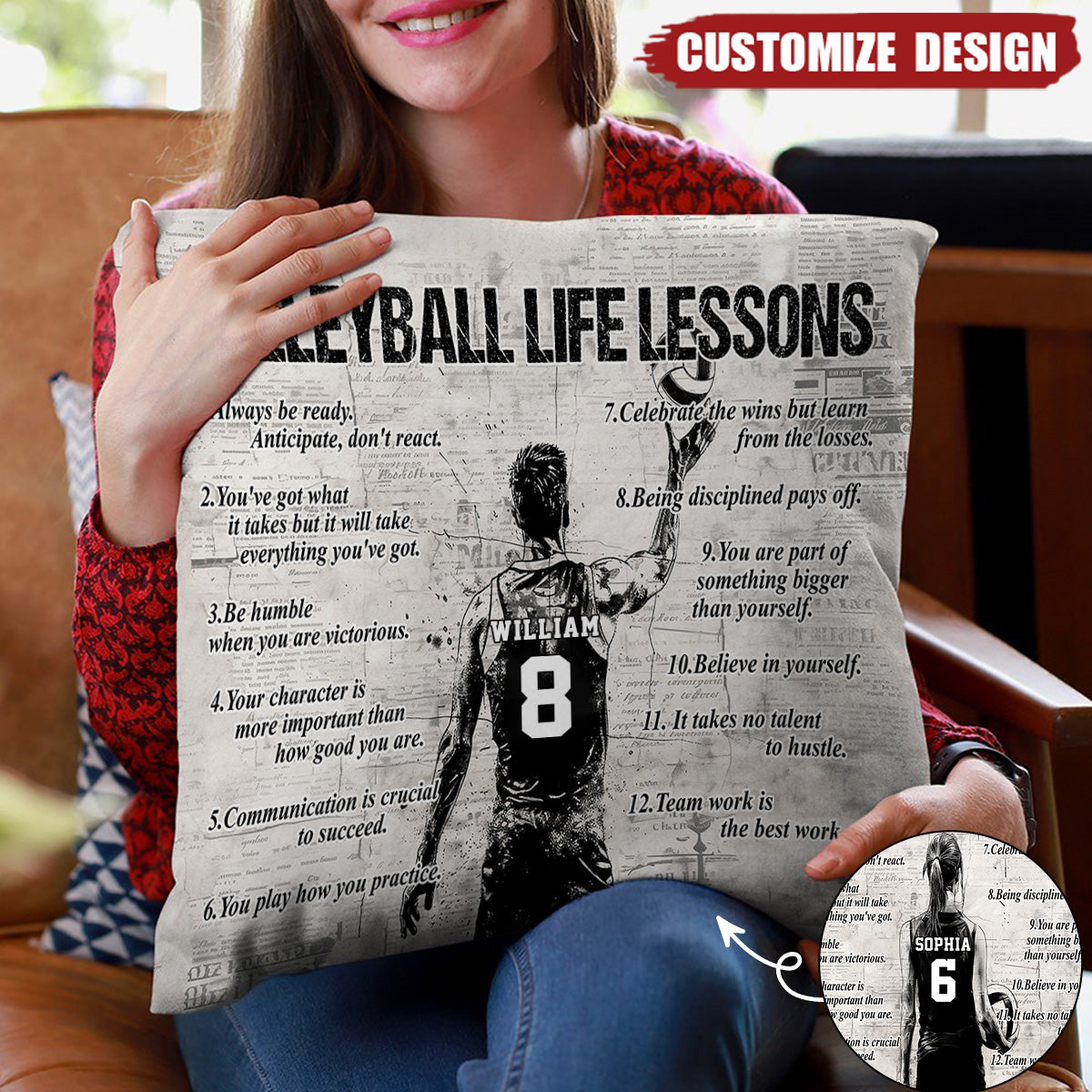 Personalized Volleyball Life Lessons Pillow-Gift For Volleyball Lovers
