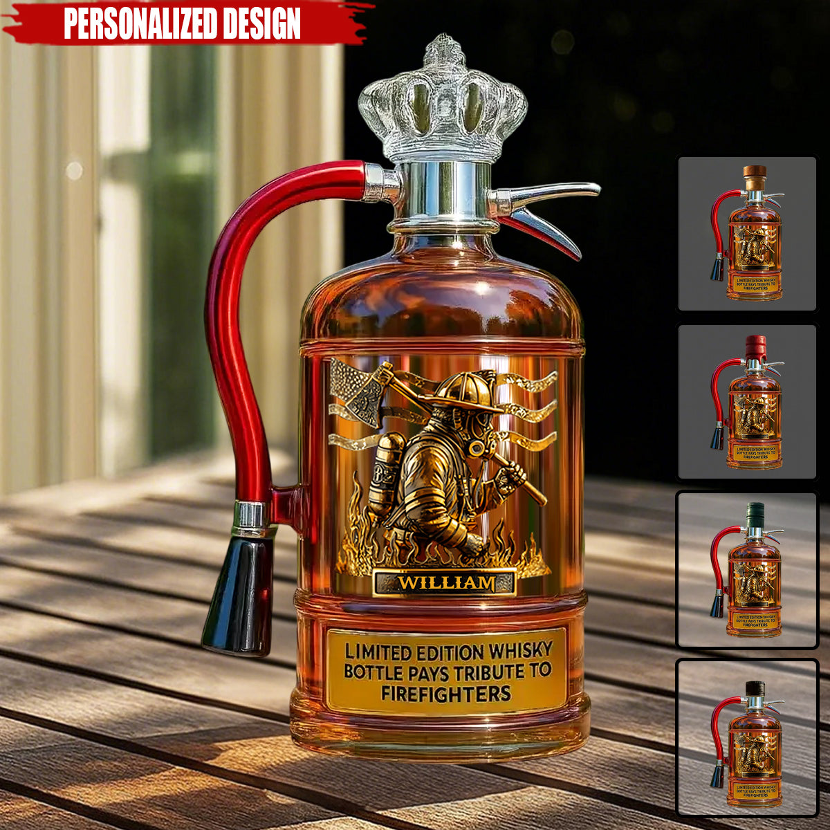 Personalized Firefighter Tribute Limited Edition Whiskey Bottle
