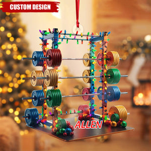 Personalized Barbell Fitness Christmas Ornament， Gift For Gym Lover