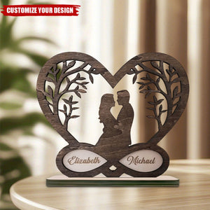 Personalized Romantic Couple Christmas Standing Wooden Plaque, Personalized Infinity Heart Love Sign