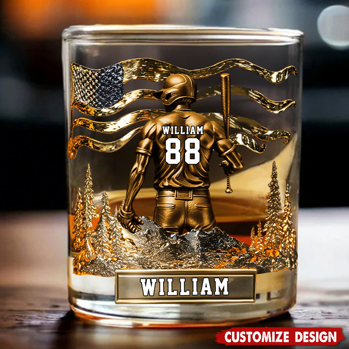 Baseball Whiskey Glass - Personalized Gifts For Baseball Lovers