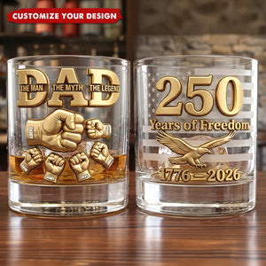 USA 250th Anniversary Round Glass - Personalized Gifts For Dad