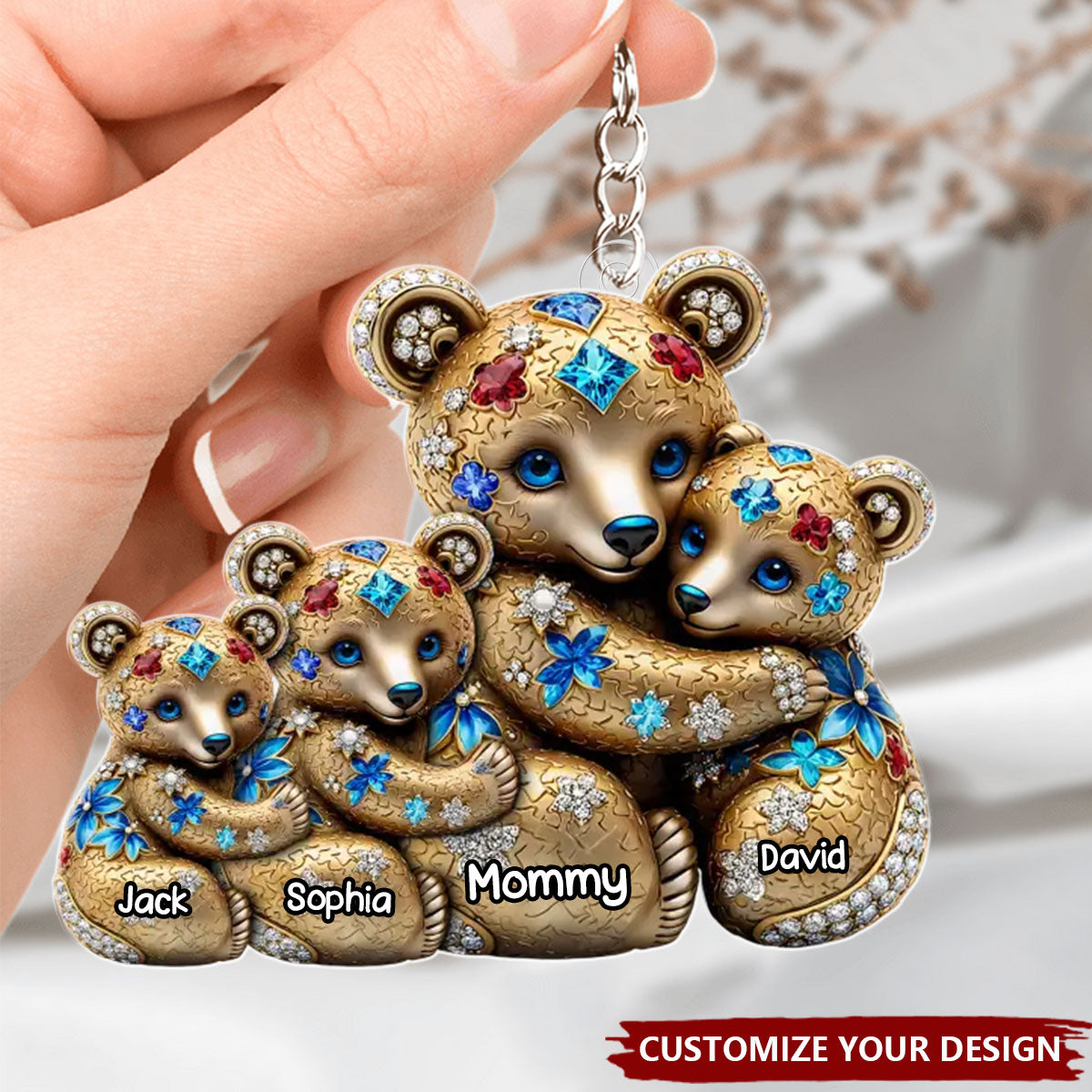 Mommy, My Safe Place - Family Personalized Shaped Acrylic Keychain - Mother's Day, Gift For Mom, Grandma