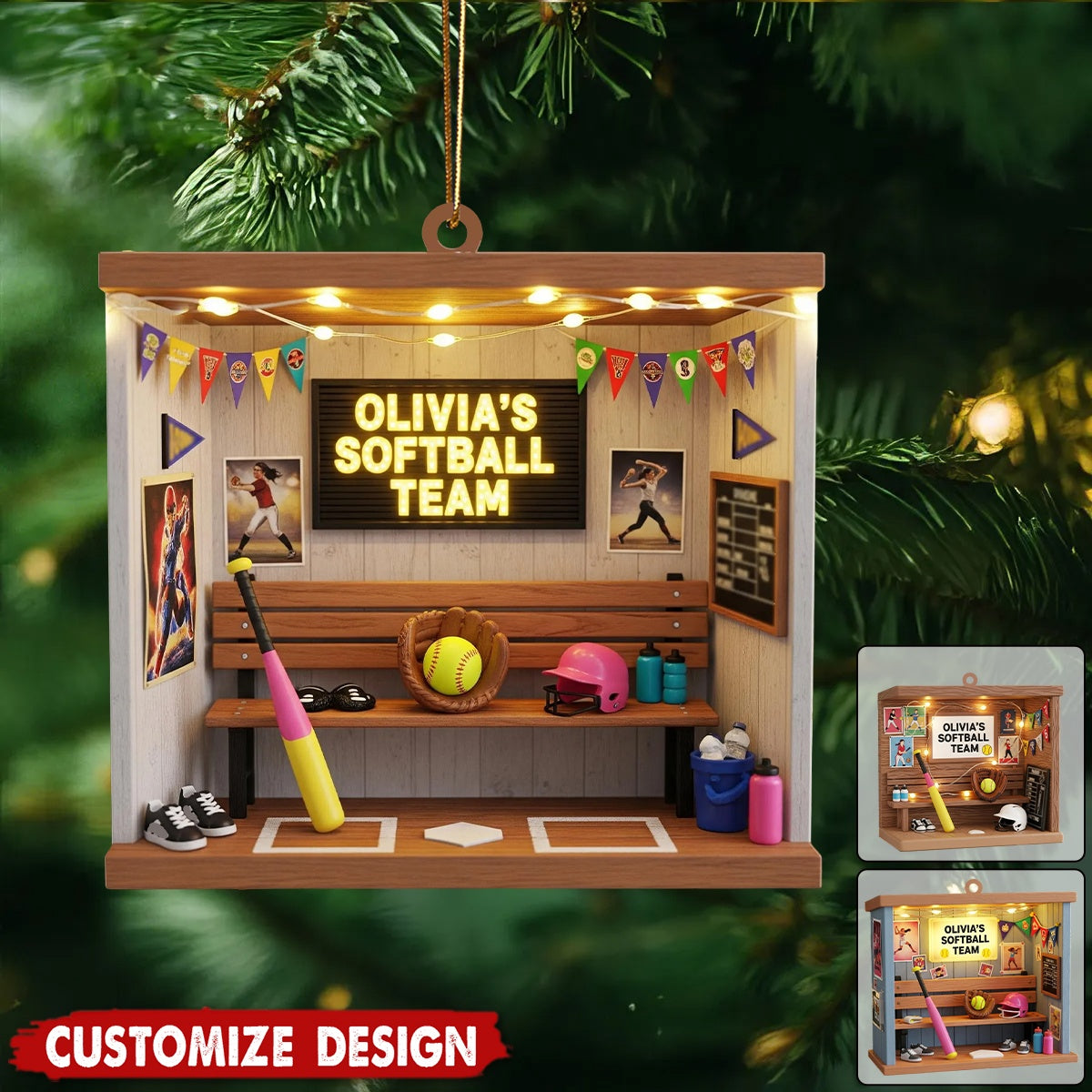 Personalized Softball Christmas Ornament, Gift For Softball Player, Softball Team Keepsake, Softball Coach Gift, Softball Ornament