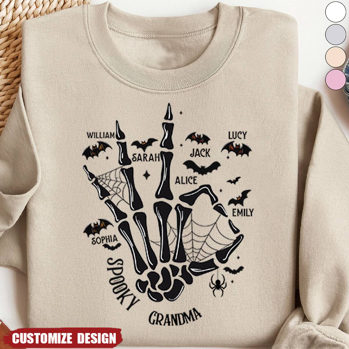 Personalized Spooky Sweatshirt Gift Idea For Grandma/ Mother