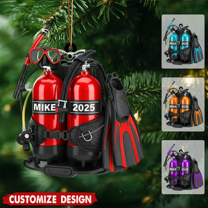 Personalized Scuba Diving Acrylic Christmas  Ornament - Gift for Scuba Lovers