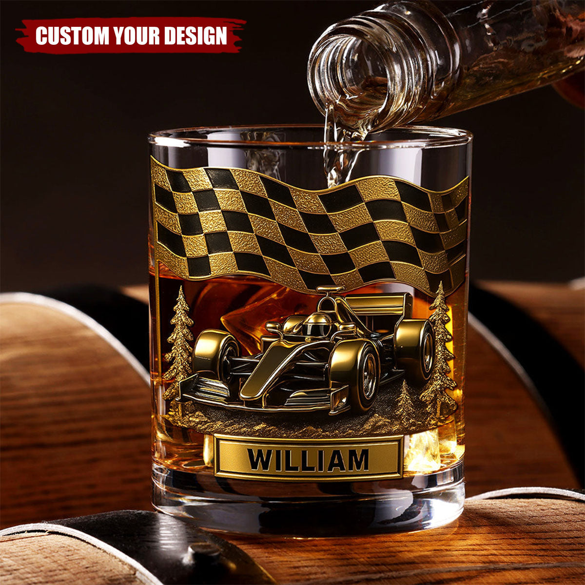 Race Car Whiskey Glass - Personalized Gifts For Racing Lovers