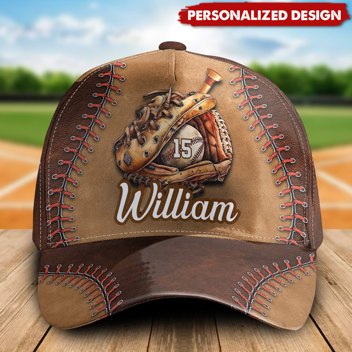 Love Baseball Proud Dad Son-Personalized Classic Cap