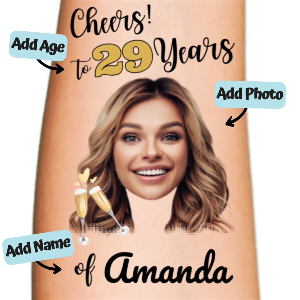 Personalized Photo Temporary Tattoos