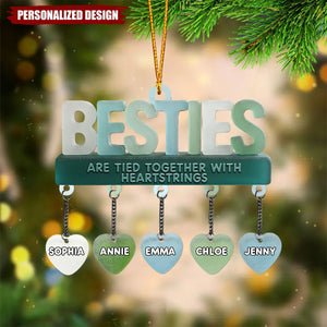 Besties Are Tied Together With Heartstrings-Personalized Bestie Ornament With Charm