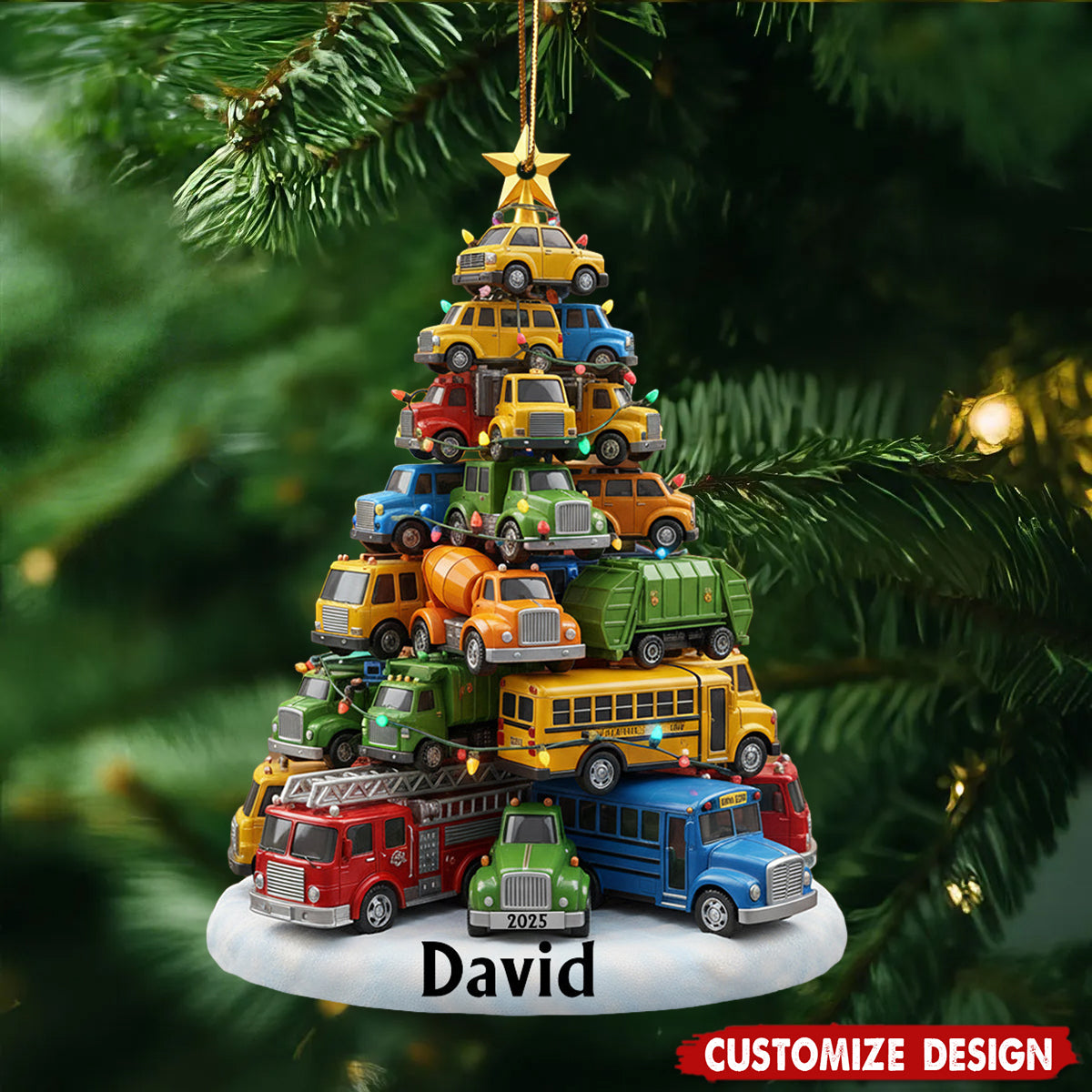 Personalized Kid Truck Christmas Ornament