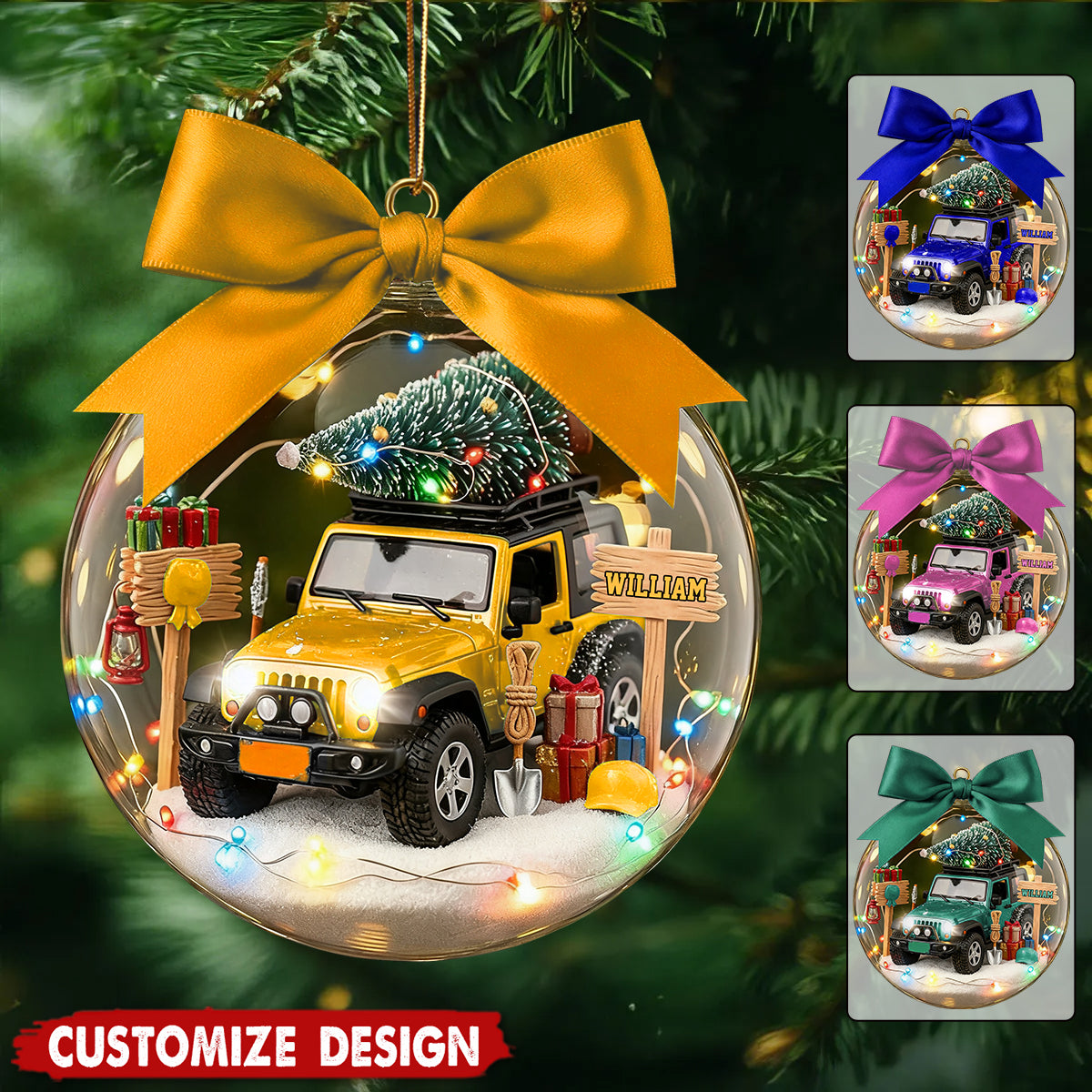 Personalized Off-Road  Christmas Snow Globe Ornament -Gift For Off-Road  Lover