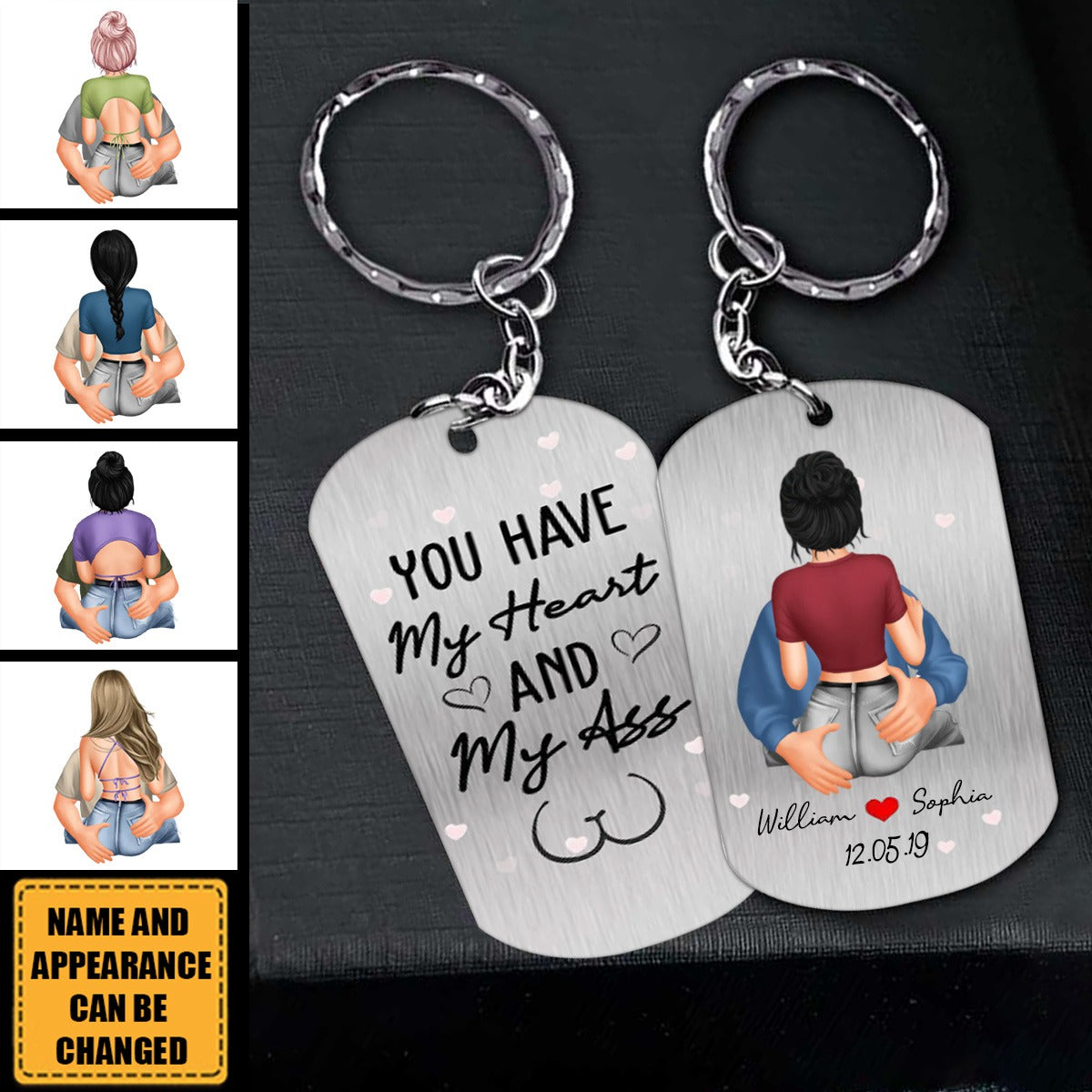 You Have My Heart - Personalized Keychain - Valentine Gift For Couple