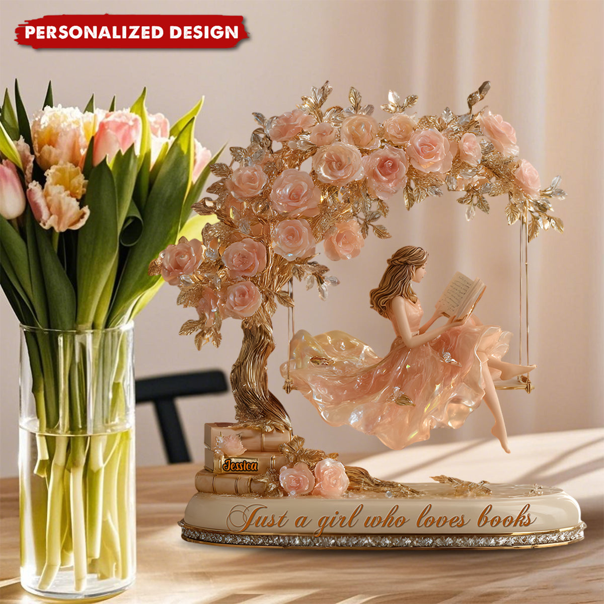 Just A Girl Who Loves Books-Personalized Book Shaped Acrylic Plaque