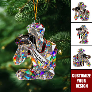 Personalized Stained Glass Photographer Bust Themed Christmas Ornament