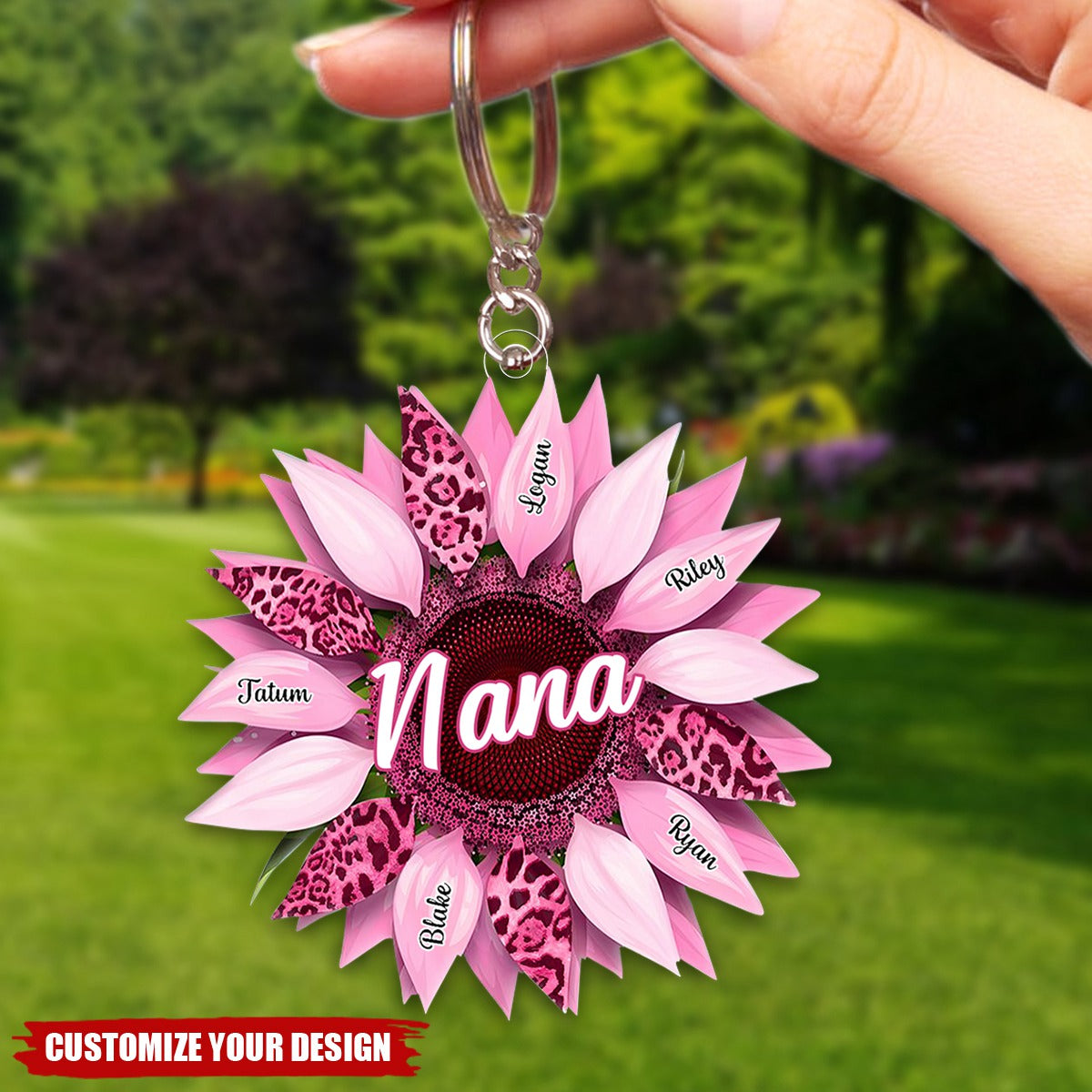 Nana, Mom, Auntie Family Sunflower - Personalized Acrylic Keychain - Birthday, Loving Gift For Mother, Grandma, Grandmother