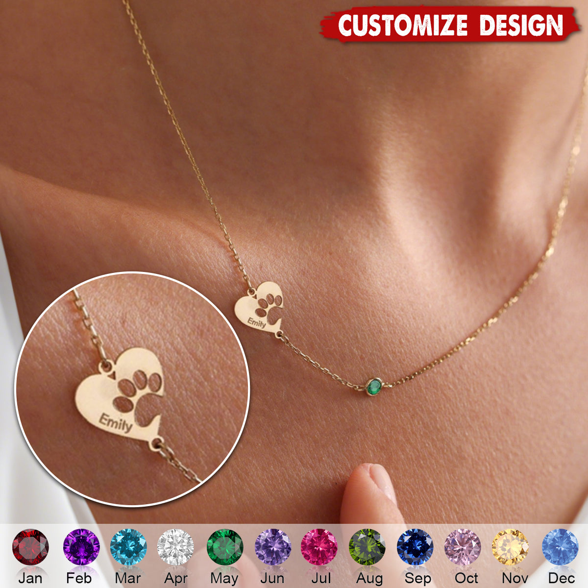 Personalized Engraved Paw Print Necklace- Gift For Dog Cat Lovers