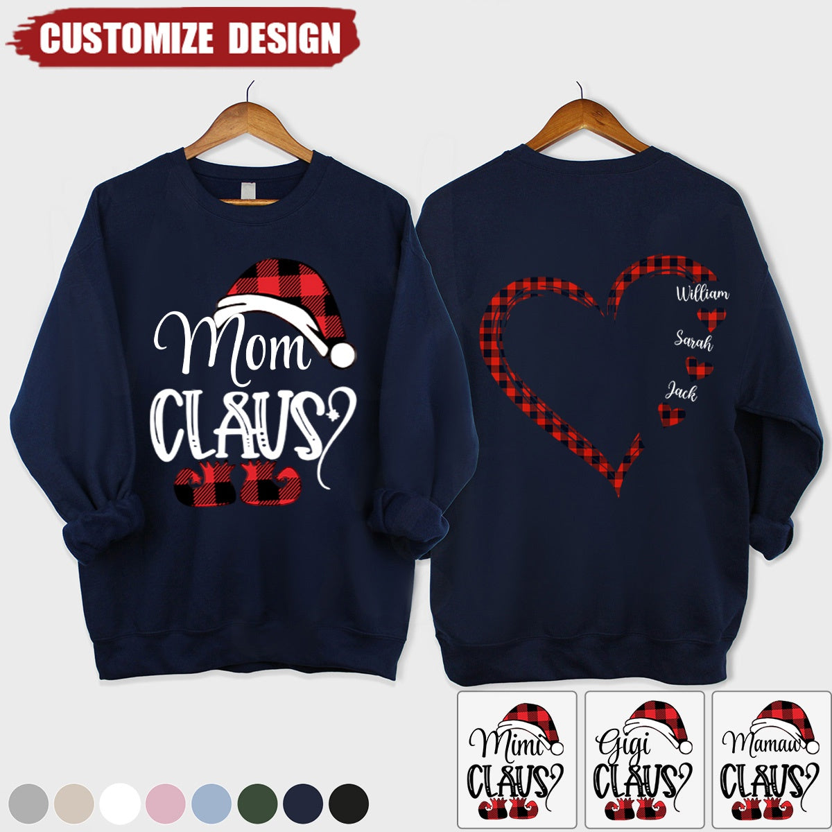 Personalized Nana Claus Christmas And Kids Sweatshirt