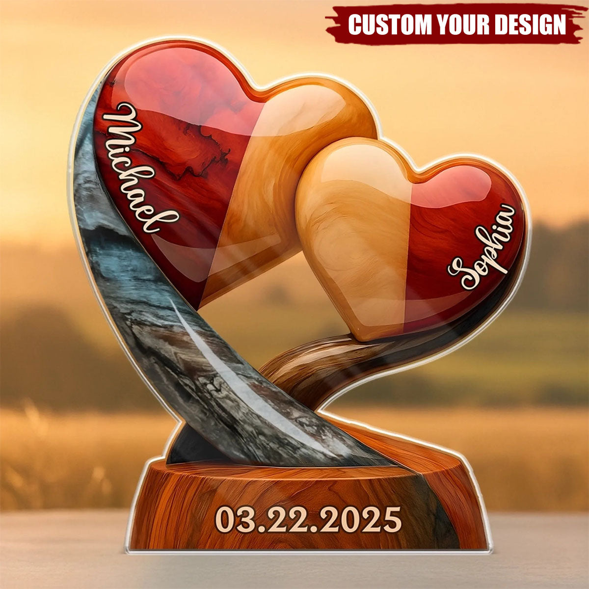 Our Hearts Beat As One - Couple Personalized Custom Acrylic Plaque - Gift For Husband Wife, Anniversary