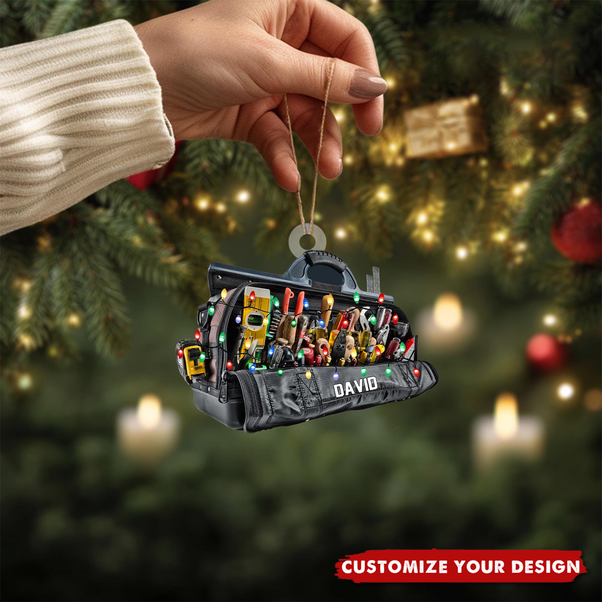 Custom Name Plumber Tool Bag Personalized Ornament, Christmas Tree Hanging Decor, Christmas Ornament, Flat 2D Ornament