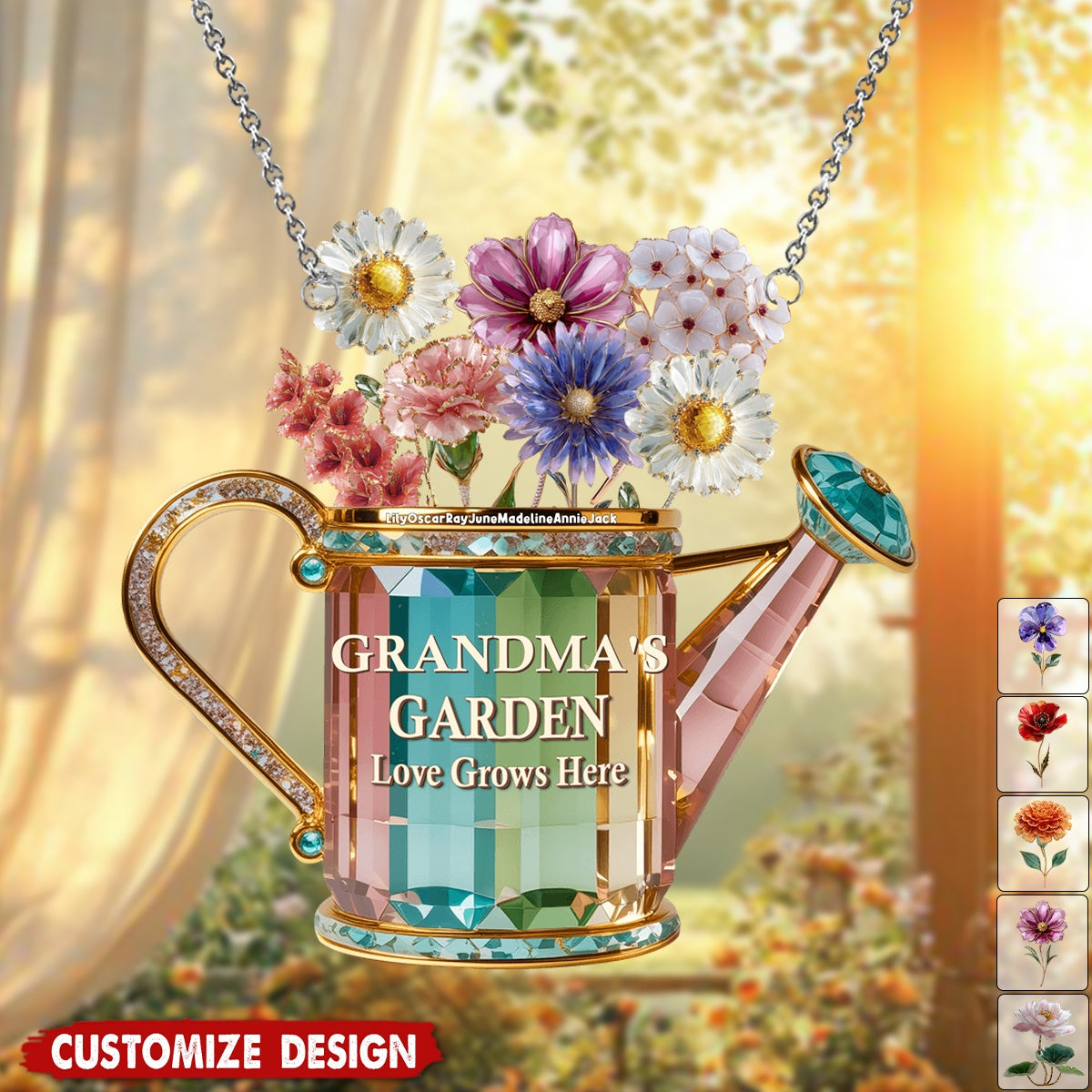 Grandma Birth Month Flowers Suncatcher - Personalized Gifts For Grandma