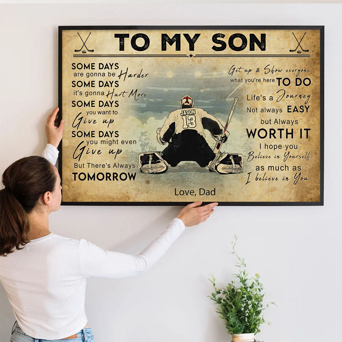 Custom Personalized Ice Hockey Poster, Gifts For Hockey Goalies