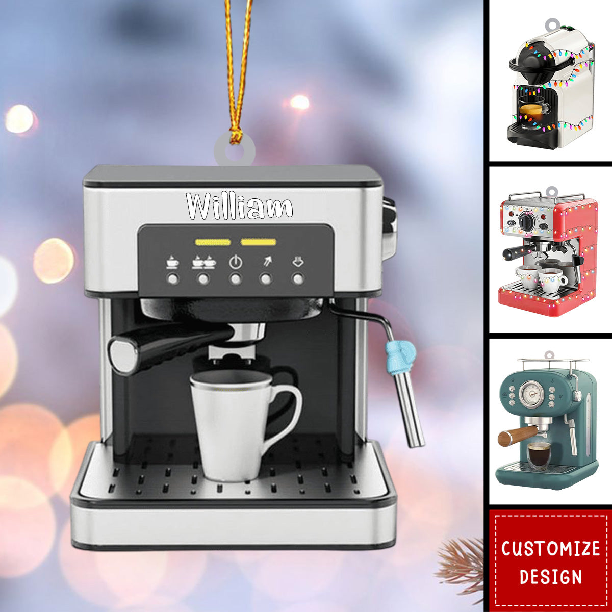 Personalized Coffee Machine Christmas Ornament Gift For Coffee Lovers - 2024 New Release