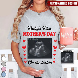 Cute Baby’s First Mother’s Day-Personalized  Sonogram Photo-T Shirt for Mother to be