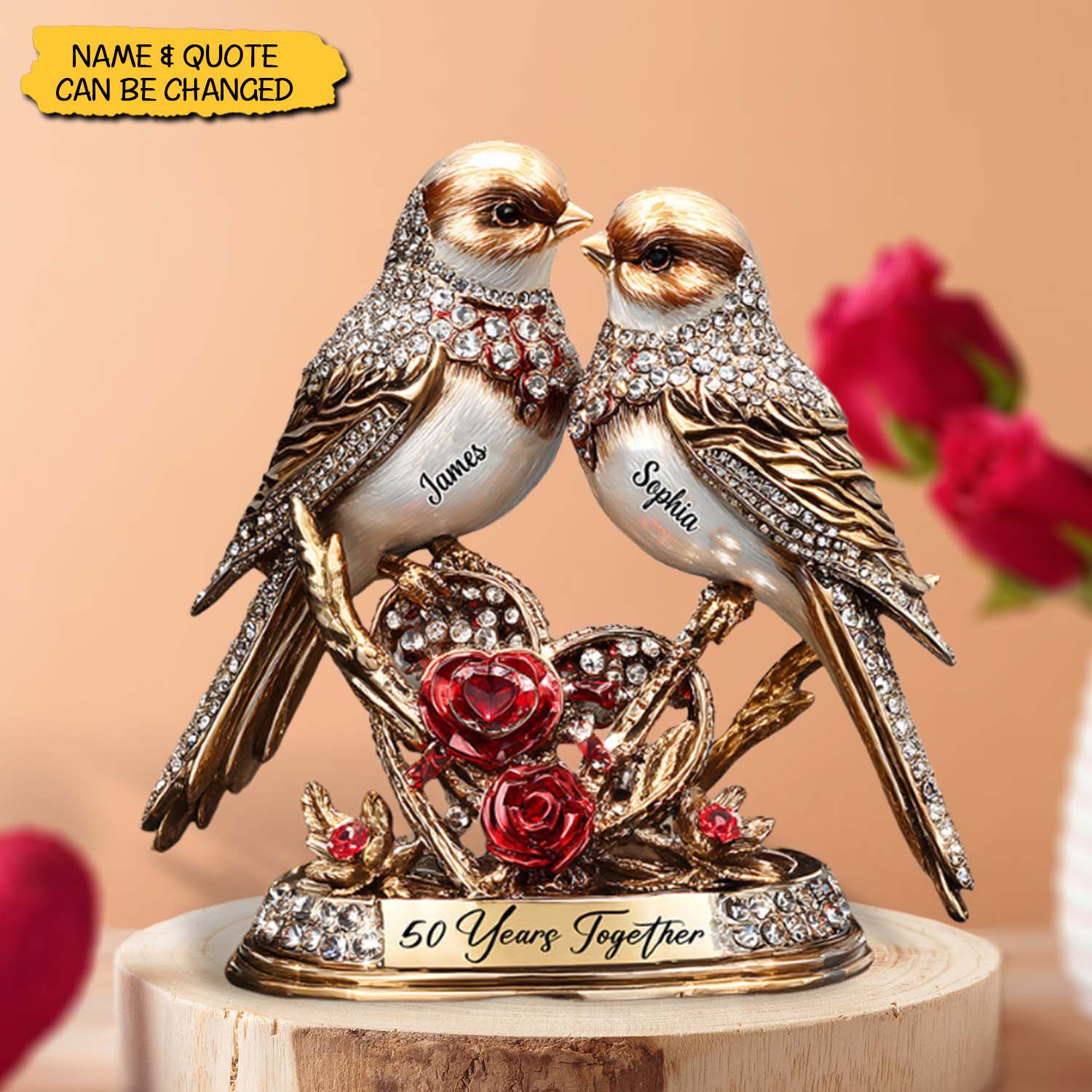 Lovebirds Couple Anniversary 50 Years Together - Personalized Acrylic Plaque