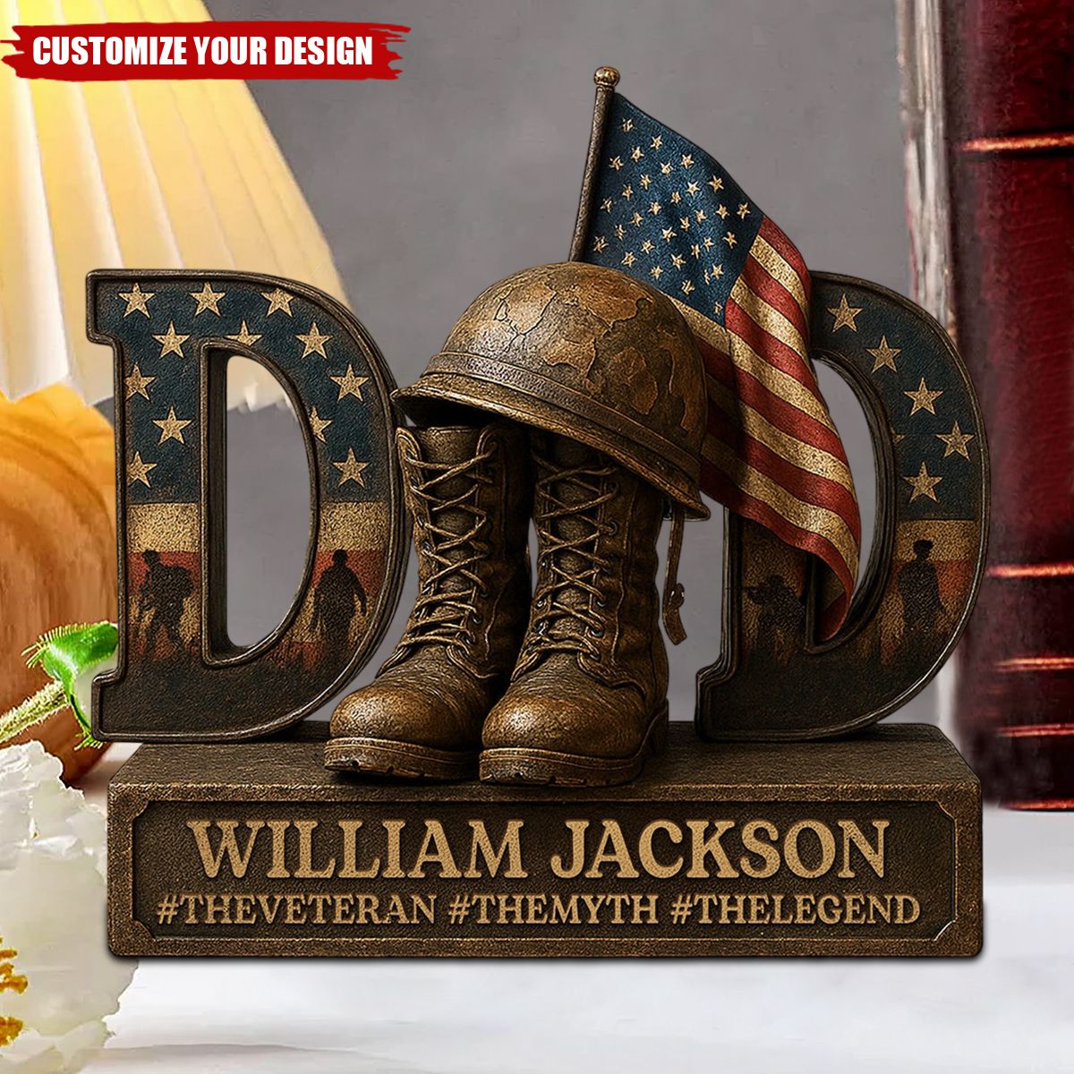 Veteran Dad Shaped Acrylic Plaque Personalized Gifts For Dad
