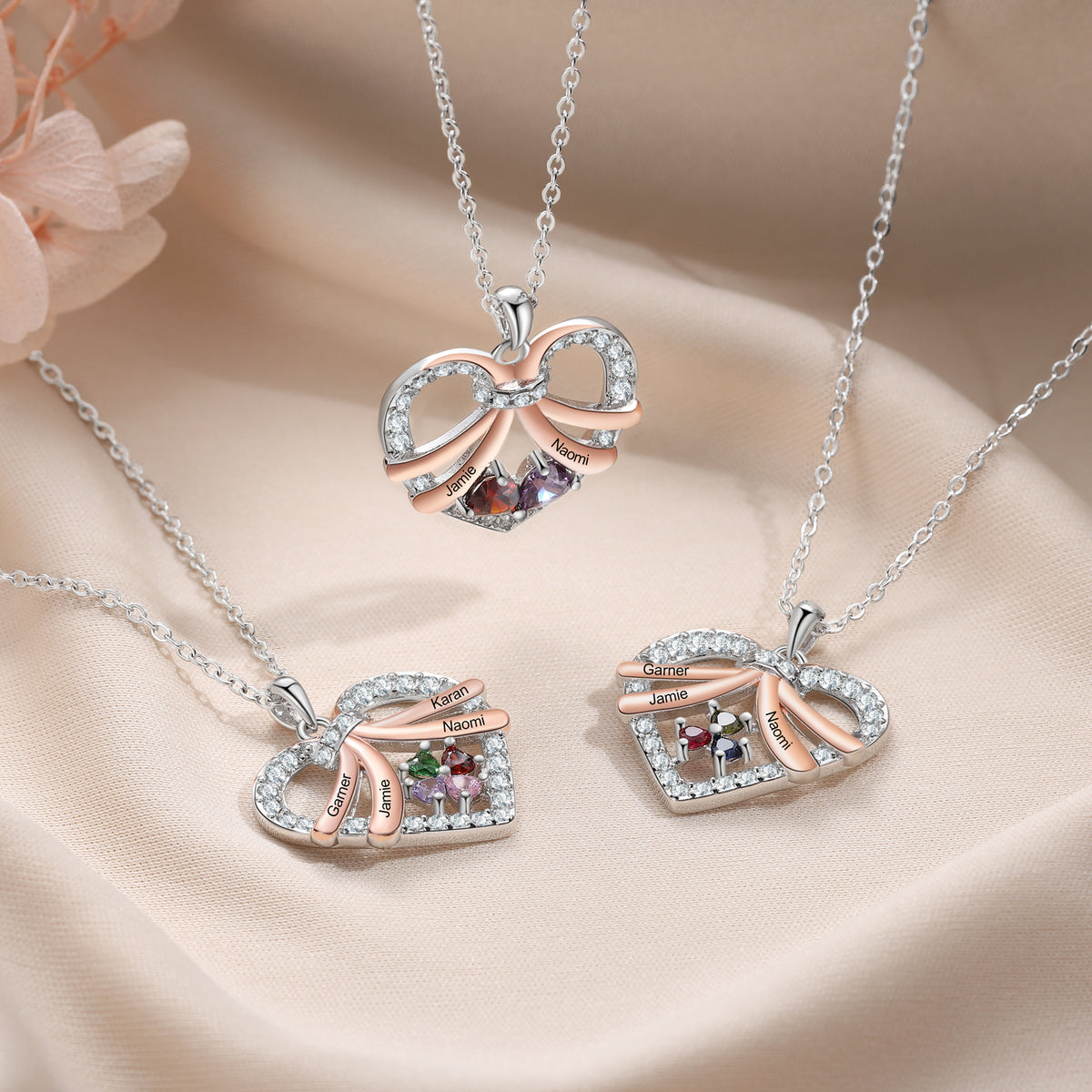 Mom You Are The World - Personalized Heart Birthstone Necklace, Mother's Day Gift