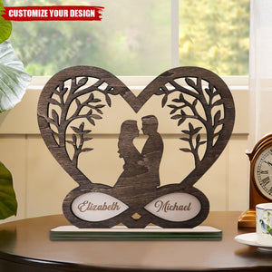 Personalized Romantic Couple Christmas Standing Wooden Plaque, Personalized Infinity Heart Love Sign