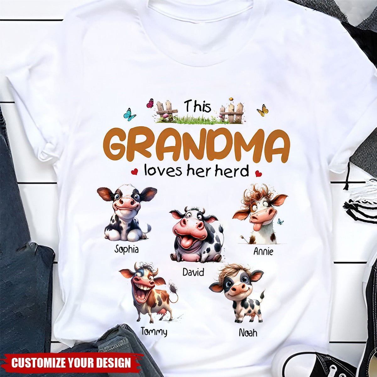 This Grandma Loves Her Herd - Personalized T Shirts - Gift for Mom/Grandma/Grandparent