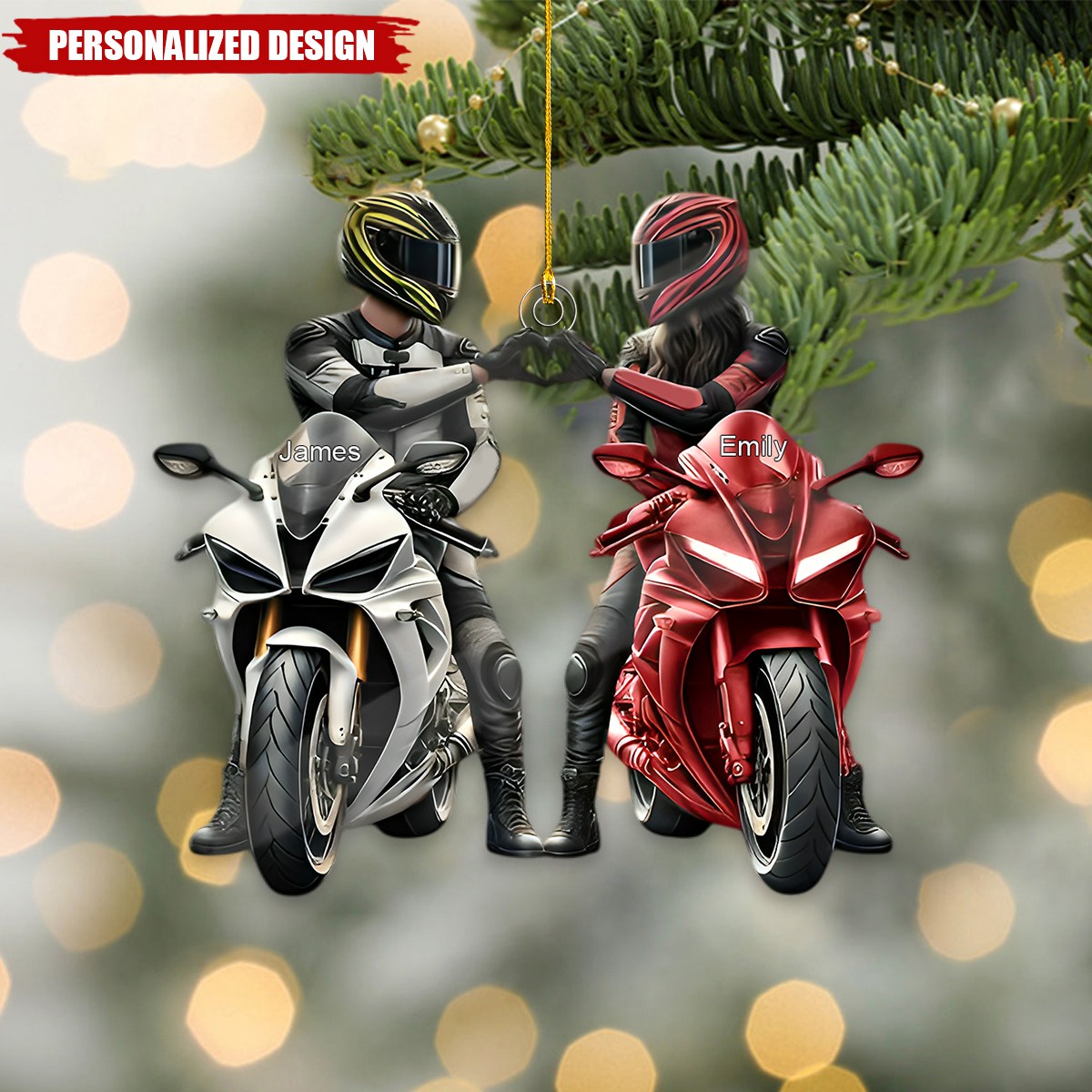 Personalized Motorbike Couple Christmas Ornament-Gift for Couple-2024 New Release