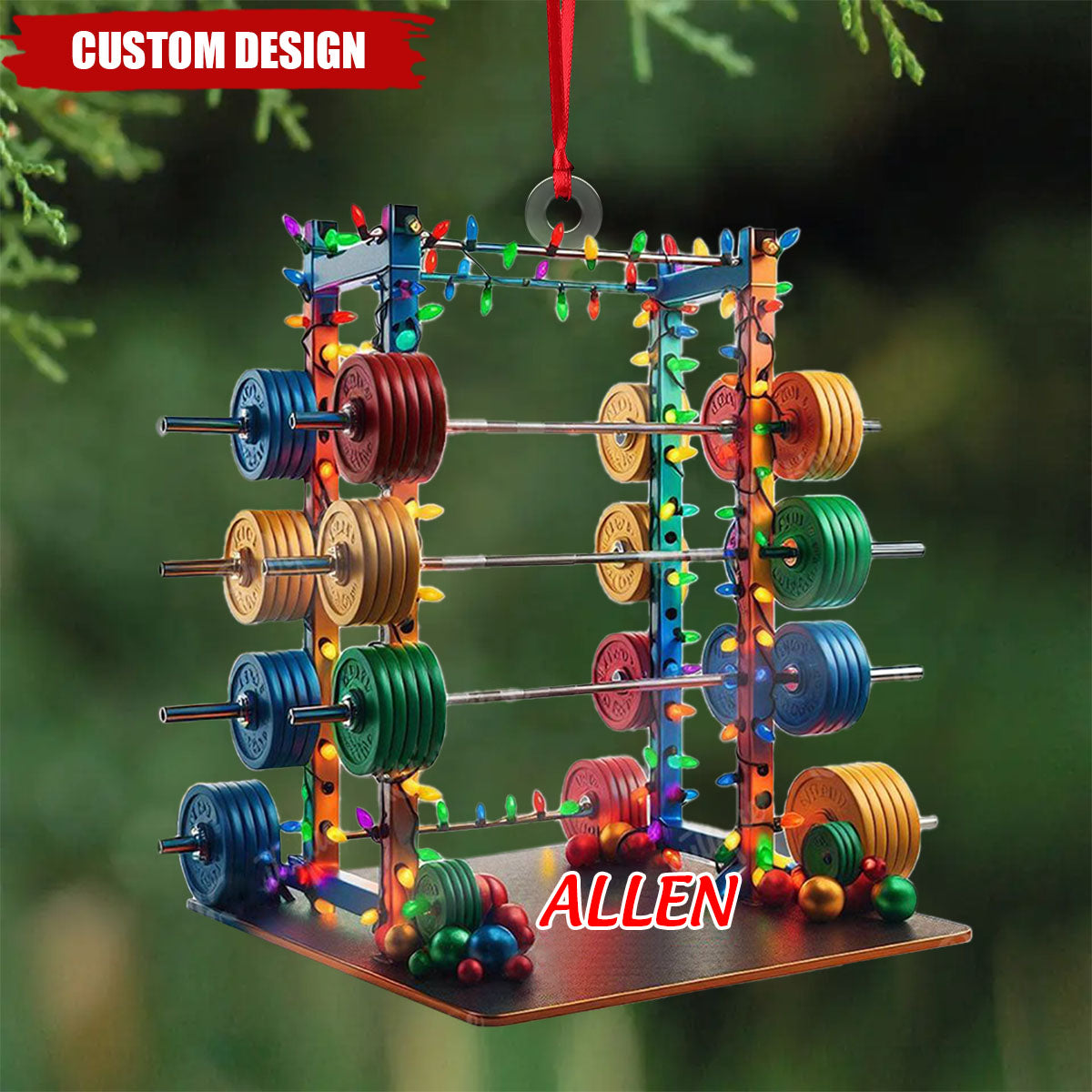 Personalized Barbell Fitness Christmas Ornament， Gift For Gym Lover