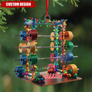 Personalized Barbell Fitness Christmas Ornament， Gift For Gym Lover