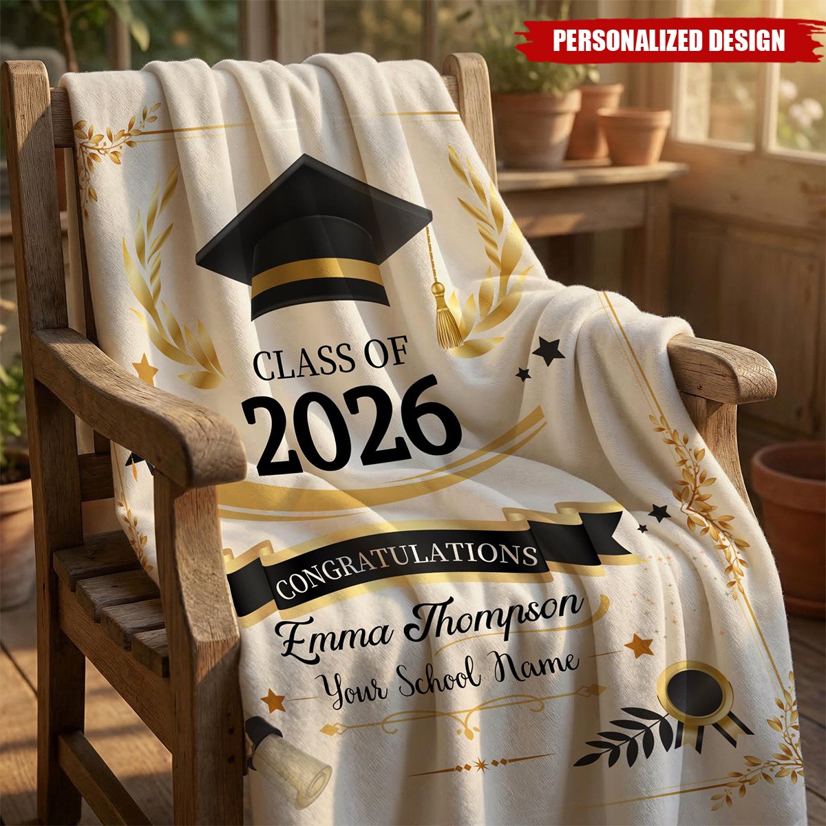 Personalized  Graduation Blanket-Class of 2026 Senior Gift
