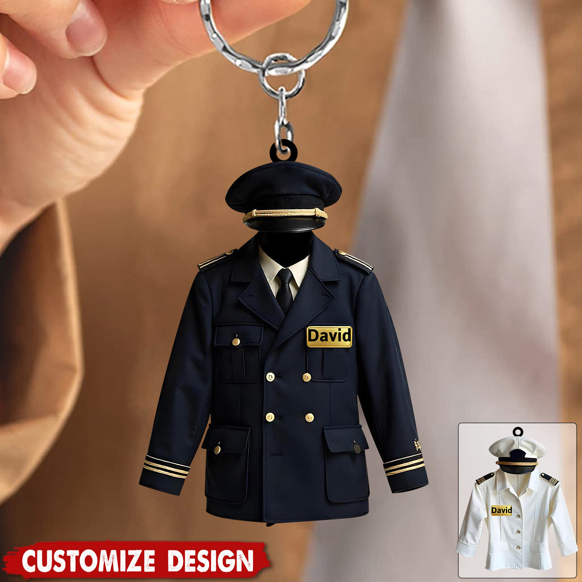 Personalized Pilot Uniform Keychain - Gift For Pilot
