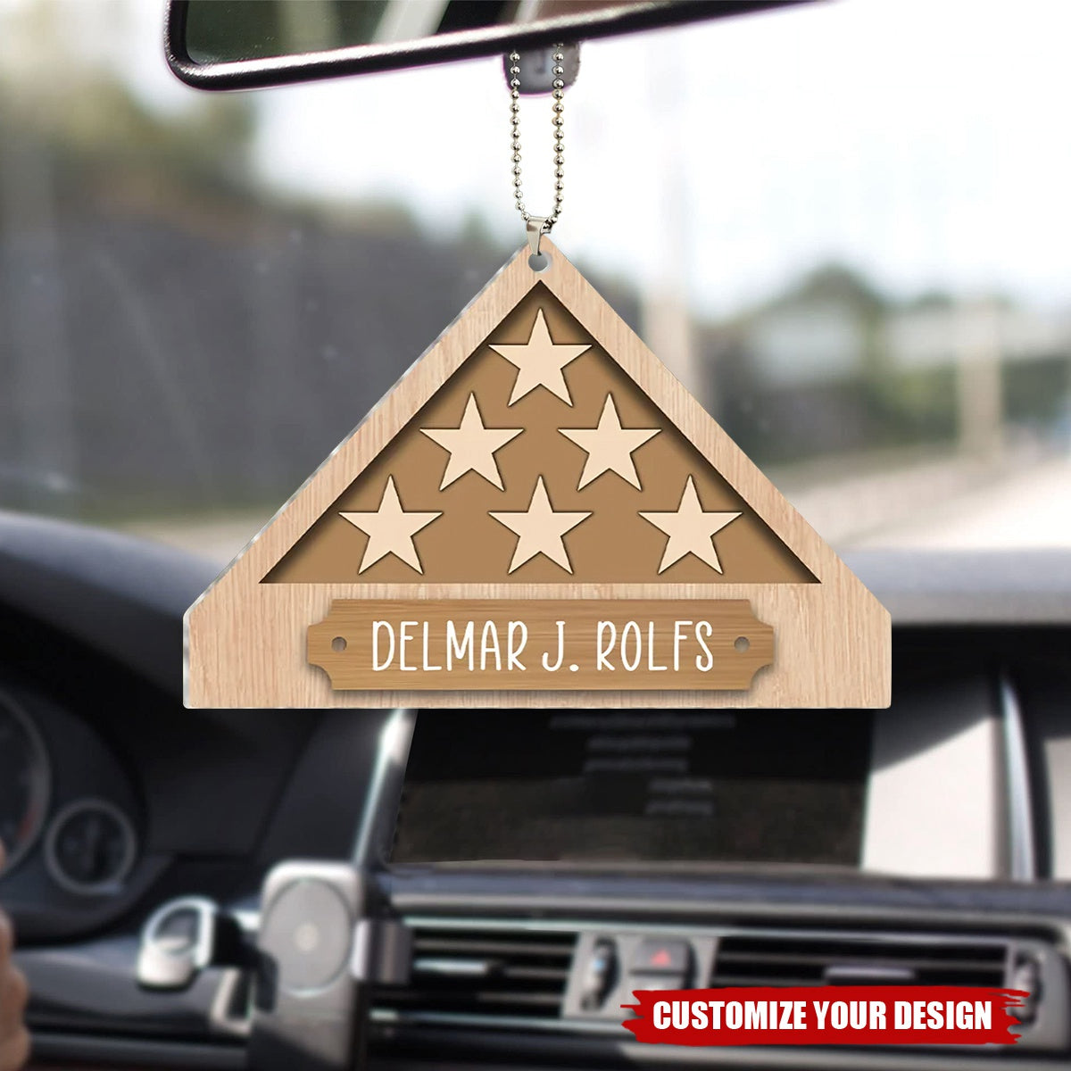 Memorial Military Flag - Personalized Car Ornament