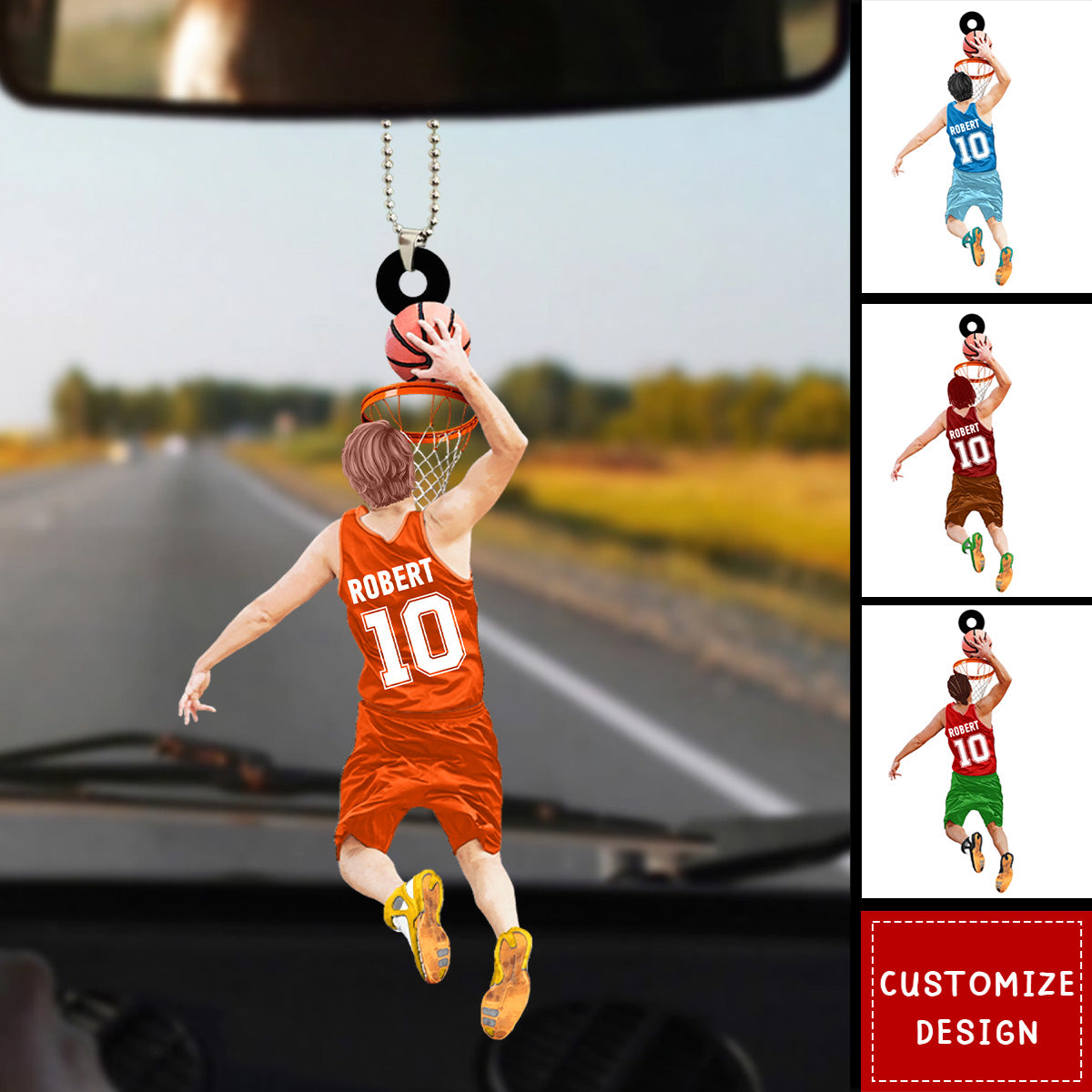 Personalized Basketball Player Jumping Dunking Car Ornament-Gifts For Basketball Lovers